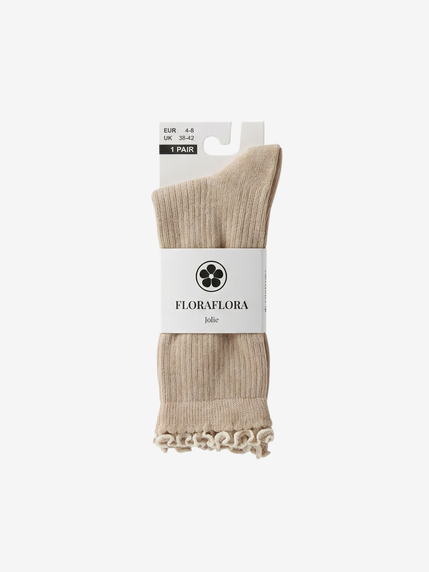 Jolie Beige Ruffle Sock Size 36-42 without customization