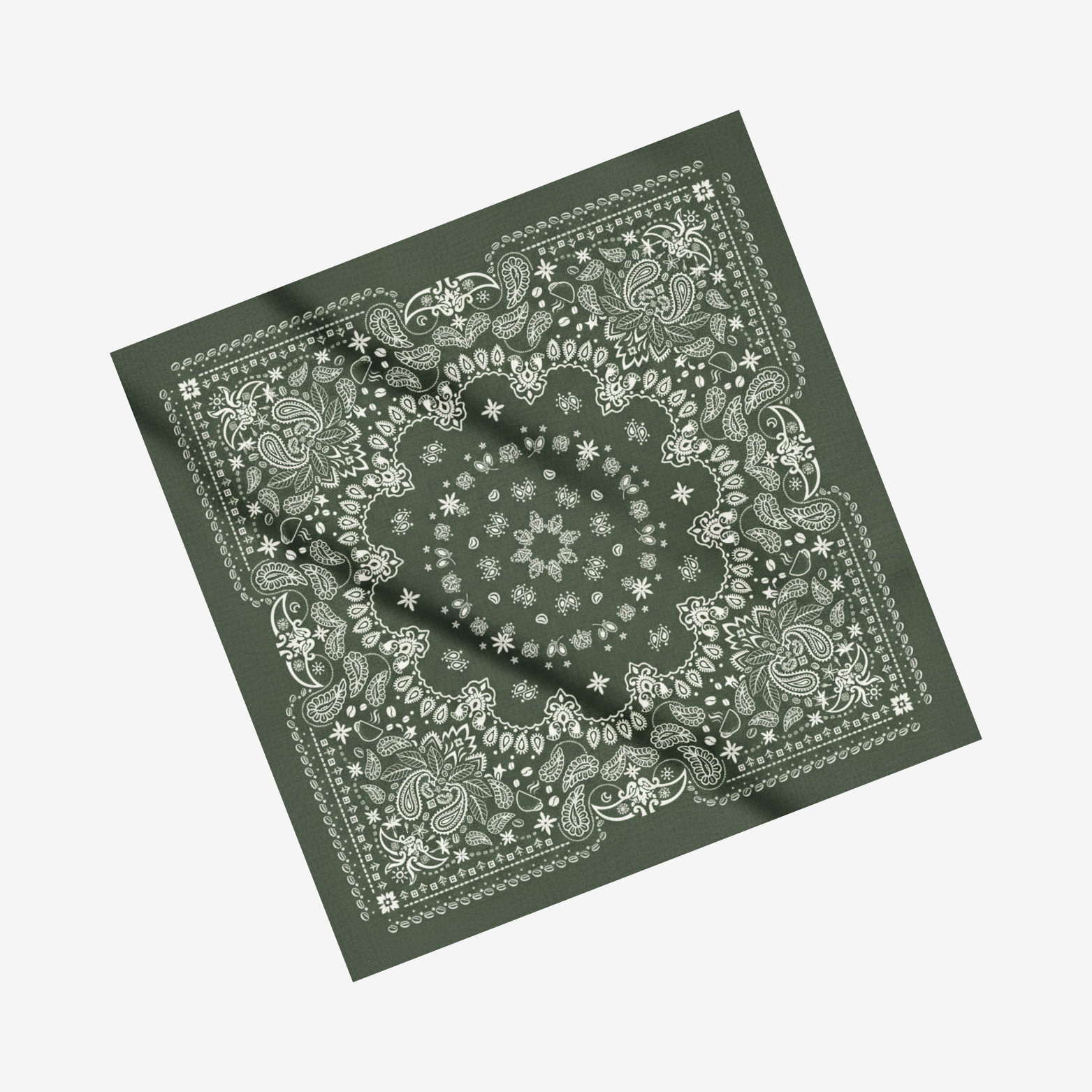 Cotton Scarve Green Paisley 65 cm x 65 cm