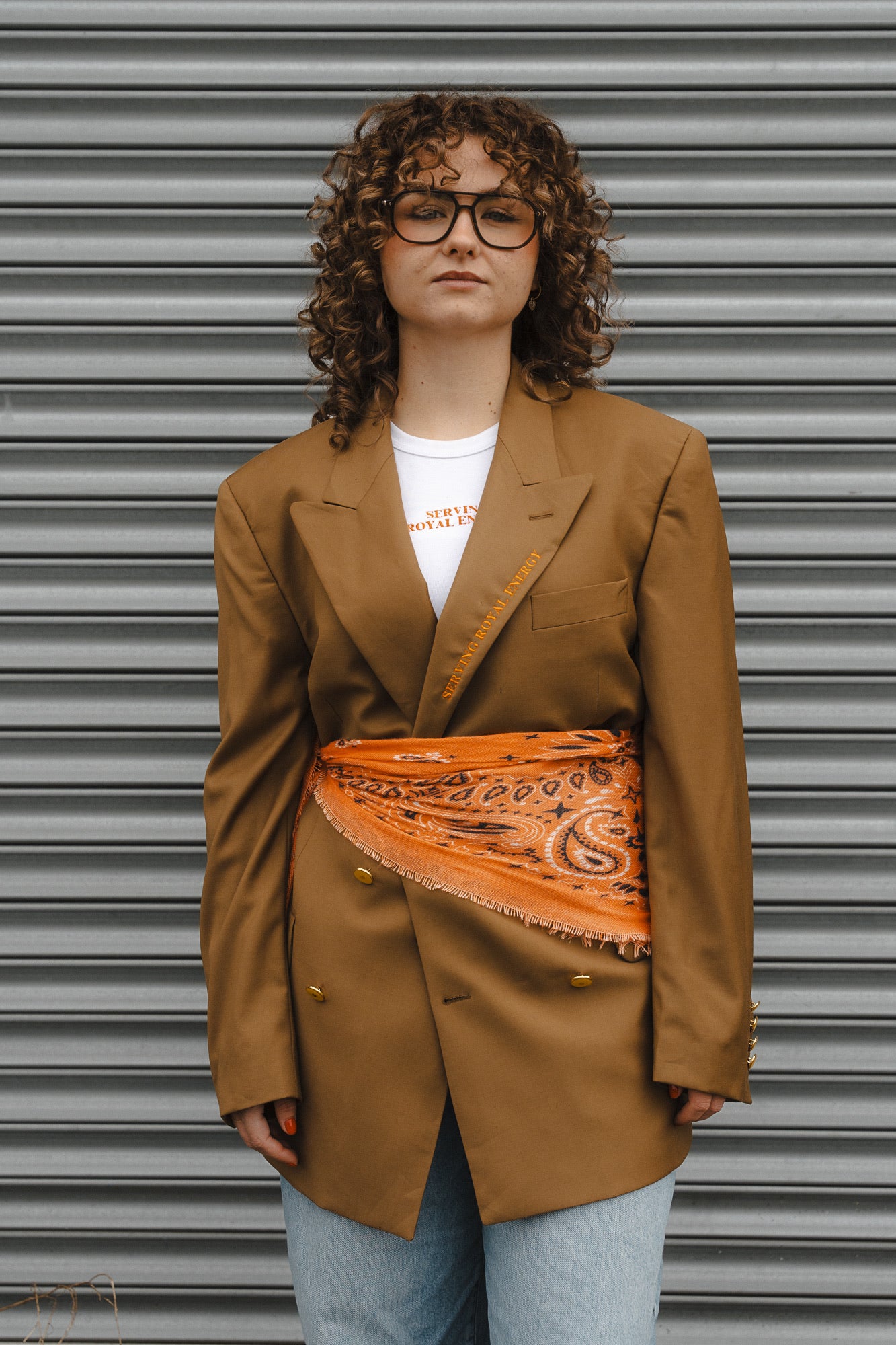 Serving royal energy blazer #10, size S, brown mustard