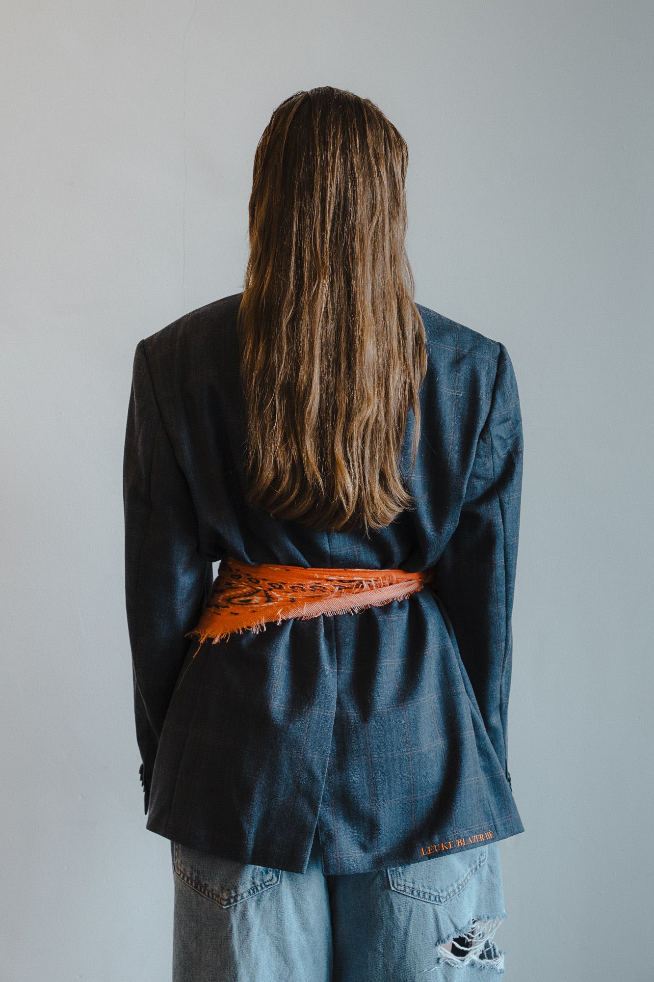 Serving royal energy blazer #2, size M, blue with orange stripe