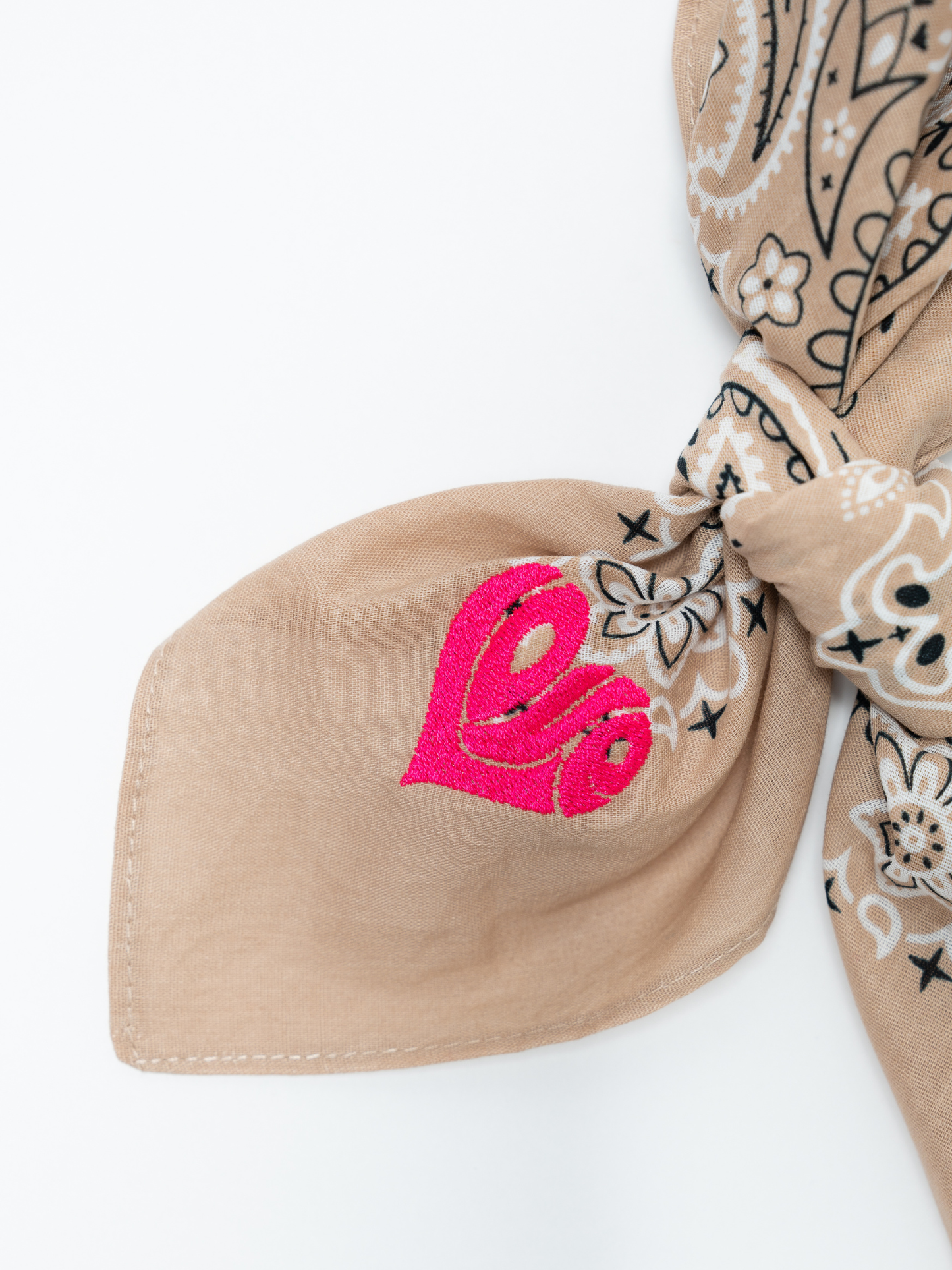 Flora Bandana Beige Love Heart