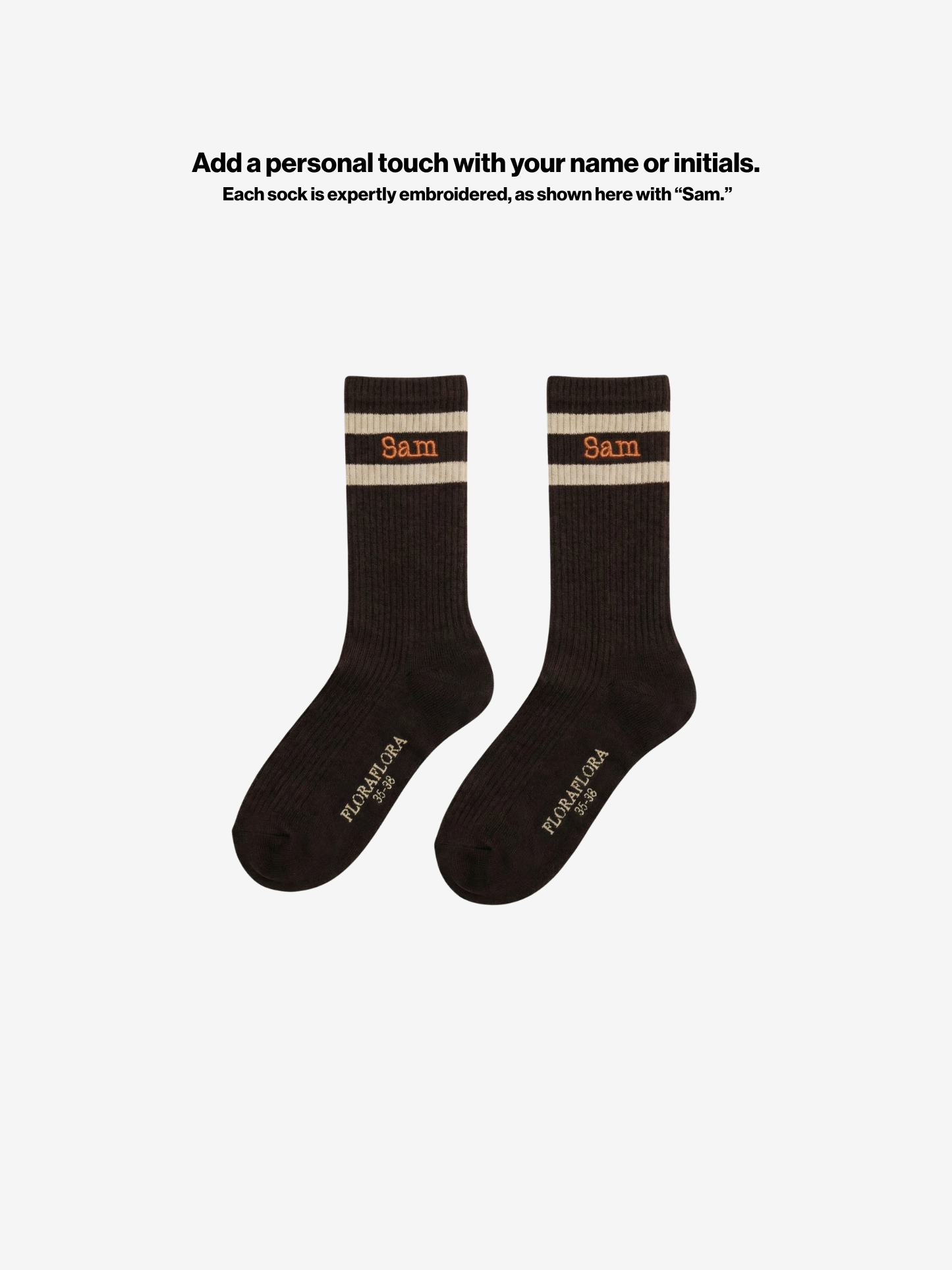 Customizable with a name |  Belle Brown Sport Sock Size 36-42
