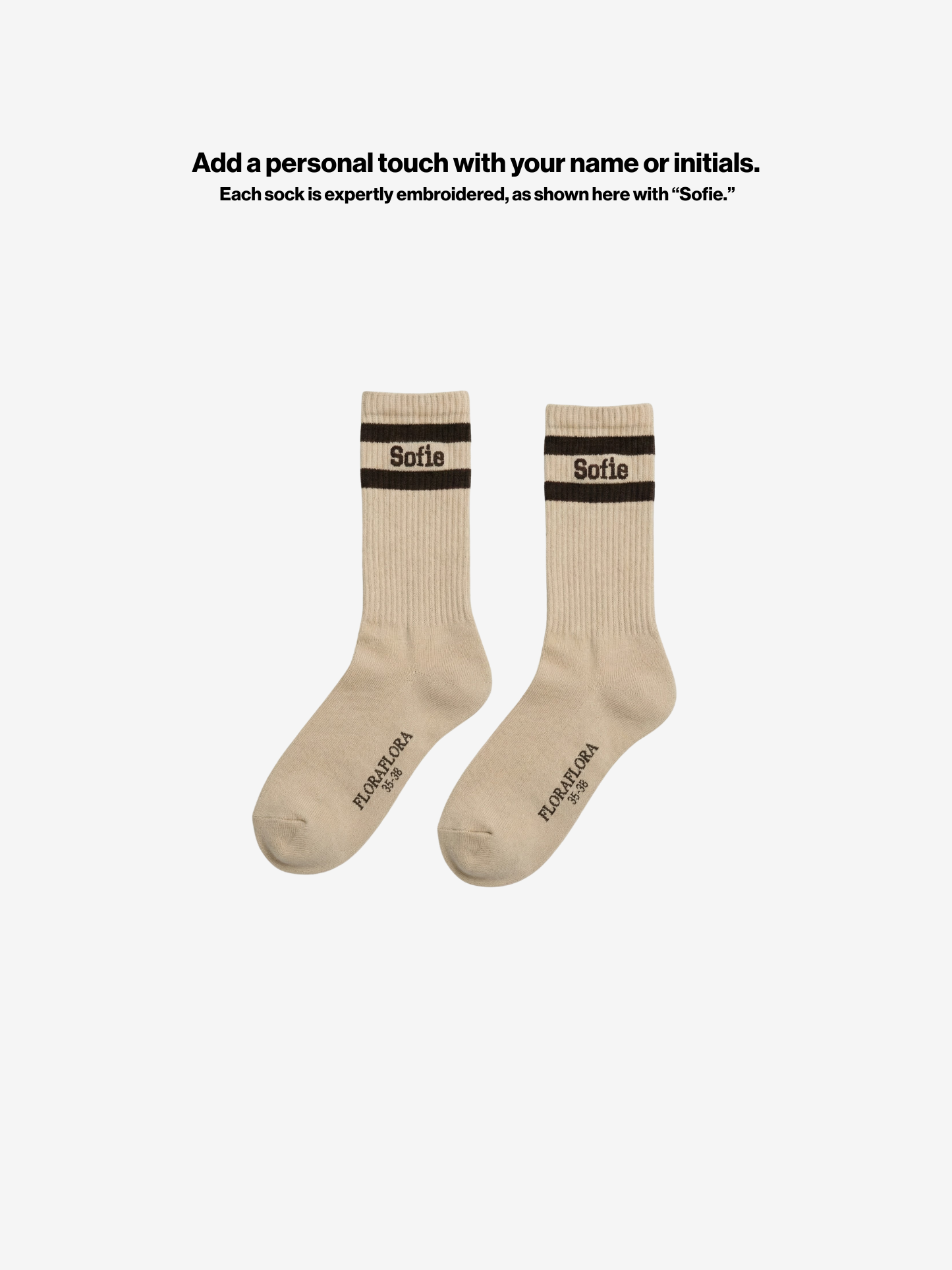 Customizable with a name |  Belle Beige Sport Sock Size 36-42