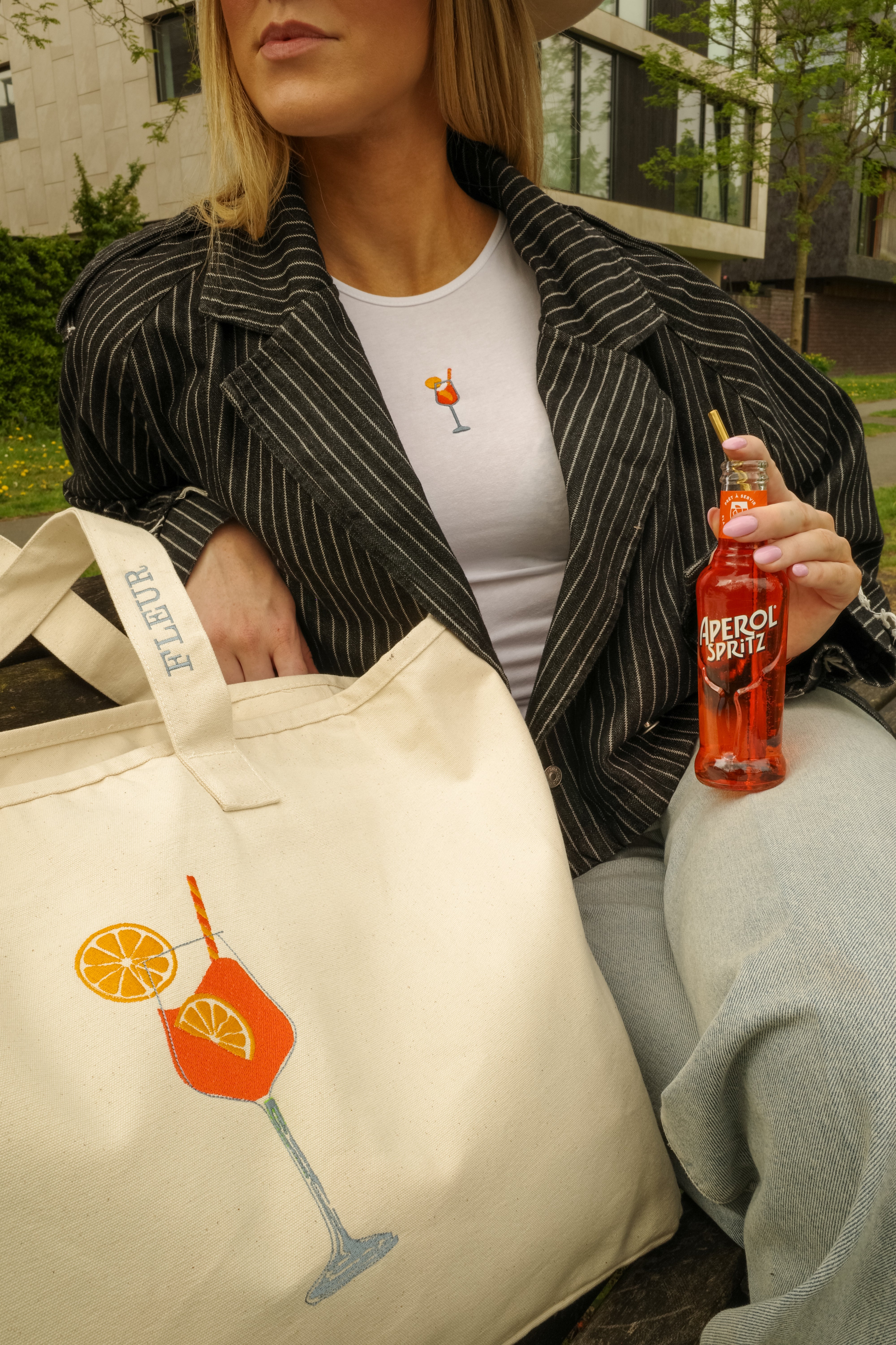 The Spritz Bag with Aperol embrodery